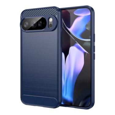 Imagem de Sidande Capa para Pixel 10 Pro XL, capas para Google 10ProXL, capa ultrafina com absorção de choque de fibra de carbono TPU borracha protetora para Google Pixel 10 Pro XL azul marinho