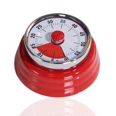 Imagem de Hapivida Temporizador visual, tempo de cozinha mecânico, cronômetros regressivos, gerenciamento, relógio magnético, 60 minutos, ferramenta rotativa de ovo para cozinhar sala de aula fitness (vermelho)
