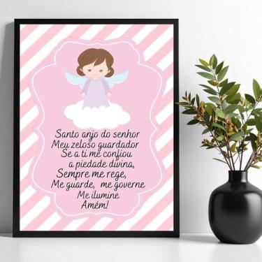 Imagem de Quadro Decorativo Infantil Santo Anjo-L. Rosas 33X24Cm-Vidro - Quadros