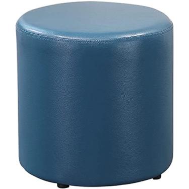 Imagem de Banqueta para pés banqueta redonda de couro sintético para sofá interno/sala de estar/embaixo da mesa banquinho pequeno, capacidade de peso de carga 350 kg cadeira de decoração de casa (tamanho: 40 cm