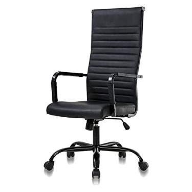 Imagem de Cadeira de escritório para casa, cadeira giratória confortável, cadeira de escritório, cadeira de mesa ergonômica, cadeira de couro para computador com braços de apoio lombar, cadeira de encosto alto