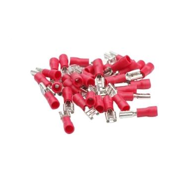 Imagem de Terminal de crimpagem elétrico isolado fêmea 100 peças 22-10awg para conectores vermelhos 4-6 mm2 conector de fio FDD5.5-250