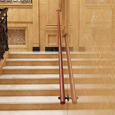 Imagem de SENNIAN Corrimãos de escada de madeira 50-300 cm, varão de suporte de corrimão de escada antiderrapante para corredor, kit de barra de apoio para escada de parede interna e externa (tamanho: 240 cm)