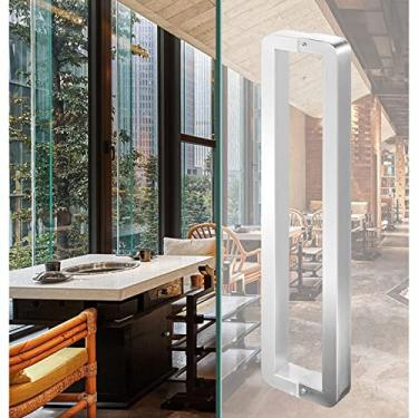 Imagem de Maçaneta de porta de vidro deslizante, puxador moderno de aço inoxidável para portas de celeiro com acessórios, ferragens de portão interior exterior para porta traseira (natural G 92,5 cm/36,4 pol.)