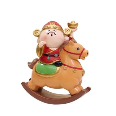 Imagem de Estatueta do Deus da Riqueza - Decoração de mesa de resina chinesa, decoração de cavalo de balanço chinês | para carros, casa, escola, escritórios, cafés, livrarias, sala de estar, exibição de