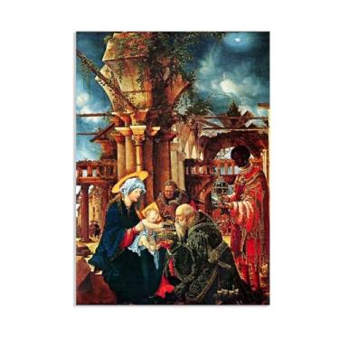 Imagem de Pôster de parede Albrecht Altdorfer A Adoração dos Magos Giclee impressões em tela Albrecht Altdorfer decoração de parede para sala de estar quarto banheiro decoração de casa 85 x 60 cm (33 x 24