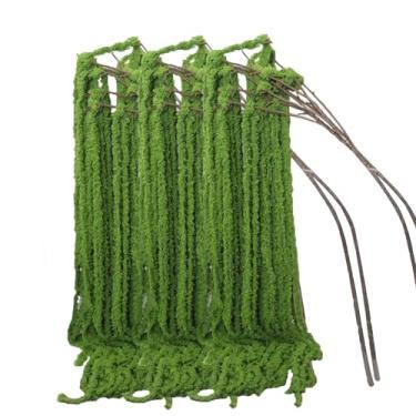 Imagem de Evlasumflow 8 peças, fio artificial, amaranto, 55,88 cm, lágrimas falsas de algodão, plantas verdes penduradas para arranjo floral, buquês de vasos, decoração de casamento, escritório em casa (verde)