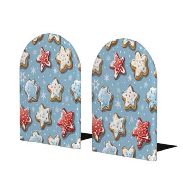 Imagem de Biscoitos estrelados bonitos grandes suportes de livros de madeira decorativo antiderrapante resistente terminais de livro para mesa de escritório em casa biblioteca de estudo escolar divisórias de