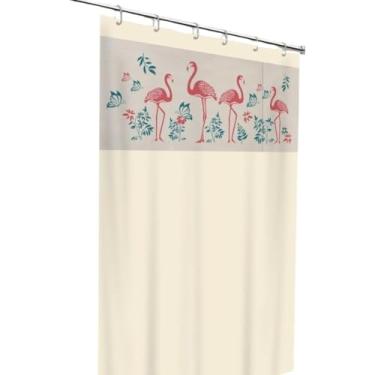 Imagem de Cortina para Banheiro Flamingo, PVC, Bege, 1,38m x 1,98m, Antimofo, Resistente