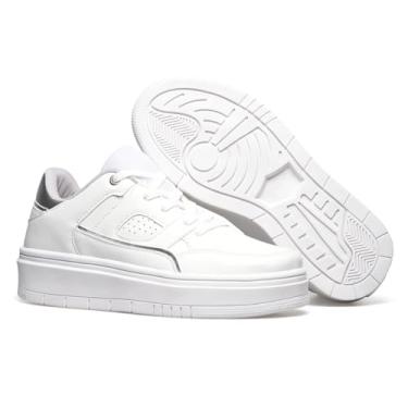 Imagem de Tênis Casual Feminino Fashion Plataforma Ideal para Todas Ocasiões (Branco, BR, Adulto, Numérico, 35)