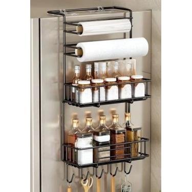 Imagem de Prateleira Lateral Para FrigoríFico - Organizador De Condimentos, Capacidade De Armazenamento Ampliada(Preto-três Camadas)