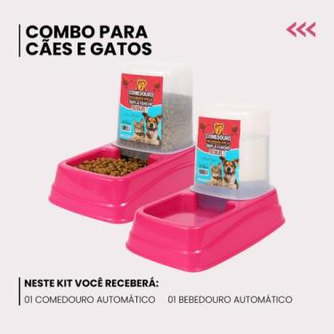 Imagem de Comedouro Bebedouro Automático 1,5L 1kg Dupla Função Cães e Gatos - Br