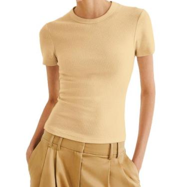 Imagem de Blusa Manga Curta Slim Em Ribana Feminina Hering - 4H31, Amarelo, G