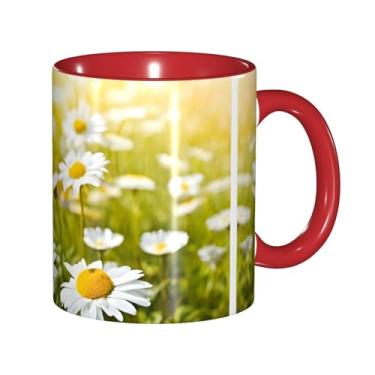 Imagem de Zeraoke Canecas de café criativas com estampa de margaridas florais de verão, personalizadas, presente para família, tamanho de 325 ml, unissex
