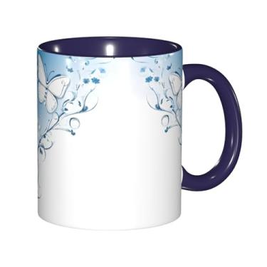 Imagem de Zeraoke Caneca de café criativa com estampa de flores e borboletas, personalizada, presente para família, tamanho de 325 ml, unissex