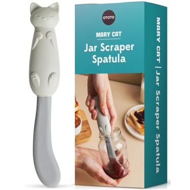 Imagem de Espátula raspadora Mary Cat Jar da OTOTO – Acessórios de cozinha fofos, acessórios de cozinha para gatos, utensílios de cozinha exclusivos, presentes para amantes de gatos, raspador de silicone,
