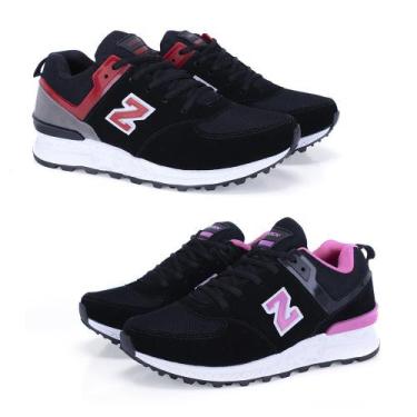 Imagem de Tênis Feminino Para Academia Caminhada Corrida Esporte Kit 2 Preto/Ver