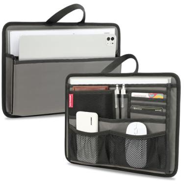Imagem de Inserção organizadora robusta para pasta, bolsa carteiro, laptop, iPad, computador, notebook, documento, Cinza, Large