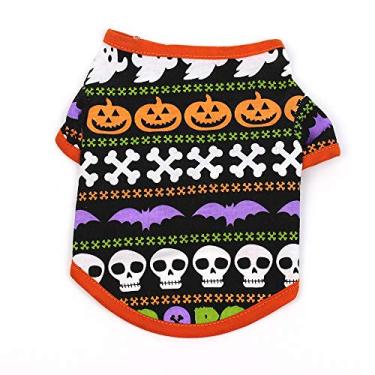 Imagem de Camiseta de Halloween para Cachorro Pet Roupa Fantasia Poliéster Respirável Confortável Festas