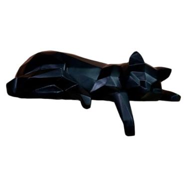 Imagem de Generic Estátua de Gato Geométrica em Resina, Escultura Decorativa para Mesa ou Armário, Gato Deitado