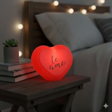 Imagem de Luminária 3D Coração Amor Eterno Vermelha Bivolt Presente Namorados