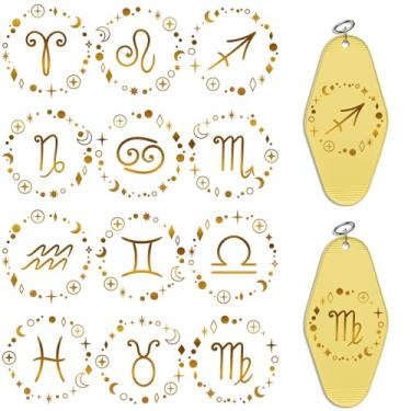 Imagem de Dorsbaby 24 peças ZodiacSigns UV DTF papel de transferência para chaveiro de acrílico, decoração de chaveiro de motel e hotel, papel de transferência de alta viscosidade