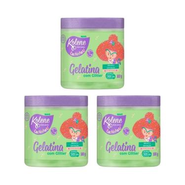 Imagem de Gelatina Kolene 500G Cachinhos Glitter - Kit Com 3Un
