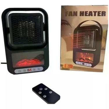 Imagem de Mini Aquecedor Elétrico Portátil Bivolt 800W com Controle Remoto, Preto, 24.5x15x7.3cm