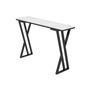 Imagem de Mesa de bar Mesa de bar estreita mármore com laje pedra branca, varanda, divisória para sala estar, mesa alta(160 * 40 * 105cm)