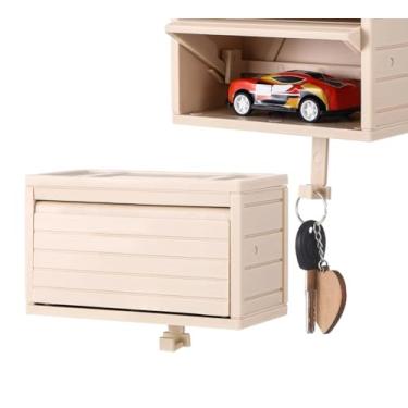Imagem de Porta-chaves para parede, porta-chaves de garagem de carro com porta de abertura, organizador de abridor de fechadura, suporte de parede para carro de brinquedo pequeno com porta de abertura, suporte