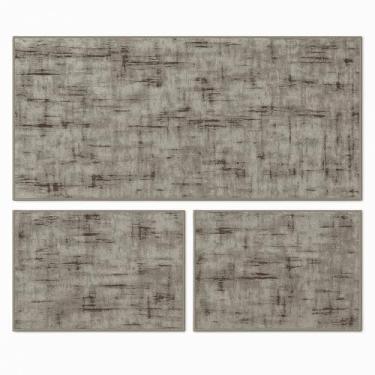 Imagem de Jogo Passadeira Tapete Para Cozinha Antiderrapante 3 Peças Moderno Cores Diversas(Obra Arte Branco/Marrom)