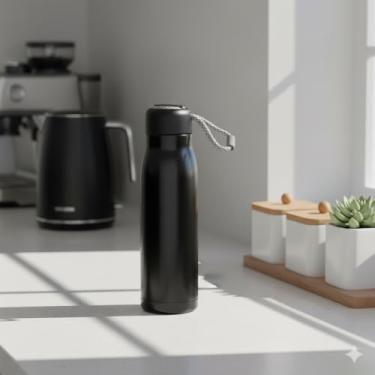 Imagem de Garrafa Térmica de 550ml com Parede Dupla e Alça Preta