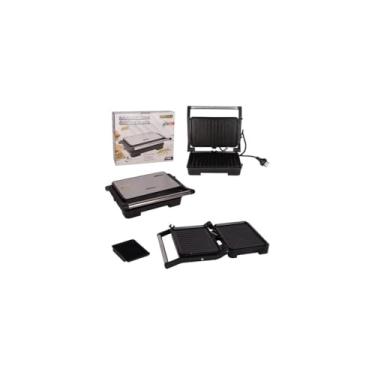 Imagem de Sanduicheira Elétrica Grill, 1000W, 127V, Inox, 27x24x8cm, Plástico ABS e Aço de Carbono