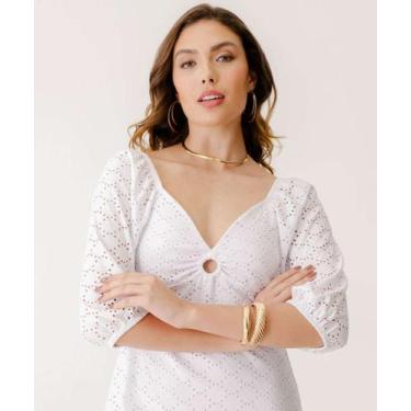 Imagem de Vestido Feminino Laise Manga 3/4 Marisa-59134, Off white, P
