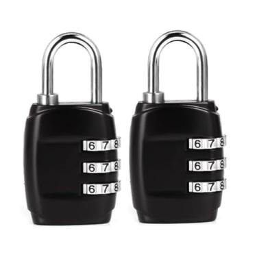 Imagem de Trava de combinação de três dígitos para bagagem, malas de viagem, gavetas de armários, pequenas fechaduras de metal, cadeados mecânicos
