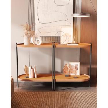 Imagem de CASA D, Buffet Aparador Moderno Prateleiras Couro Pés Aço Multiuso