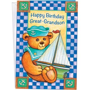 Imagem de Chuck's Card-O-Rama - Cartão de aniversário para bisneto - Feito nos EUA - Papel extra grosso - Cartão grande abre para 25,4 cm x 19,7 cm - 95817