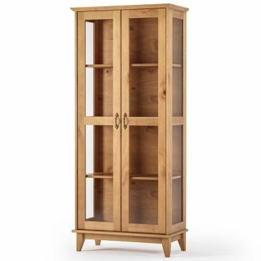 Imagem de Cristaleira De Madeira Com Vidro 2 Portas Lira M06 Carvalho Fosco - Lyam Decor