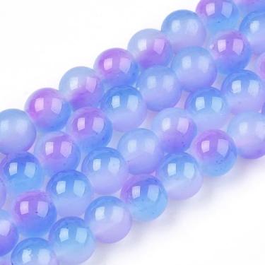 Imagem de 50 peças de contas de cristal de 10 mm para fazer joias imitação de vidro de jade contas redondas lisas e soltas espaçadoras para brincos faça você mesmo, colar, pulseira, artesanato, azul centáurea