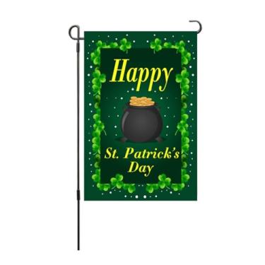 Imagem de SIWOTED Bandeira de jardim do Dia de São Patrício simboliza esperança trevos de dupla face bandeira vertical de jardim para gramado de quintal (Tipo 3)