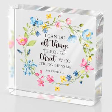 Imagem de Presentes cristãos religiosos inspiradores para mulheres homens afirmações positivas autocuidado animar presentes para mulheres homens amigo colega de trabalho versículo bíblico cristão filipenses 4