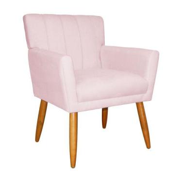 Imagem de Poltrona Decorativa Cecilia Pés Palito Suede Rosê - DS Estofados