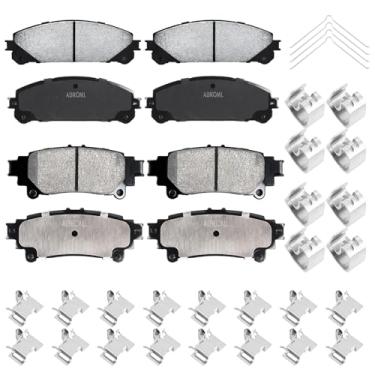 Imagem de Conjunto de pastilhas de freio a disco de cerâmica premium dianteiras traseiras adequadas para Toyota Sienna 2011-2020, para Highlander 2014-2019, para Lexus RX350 2010-2015, para RX450h 2010-2015, 8