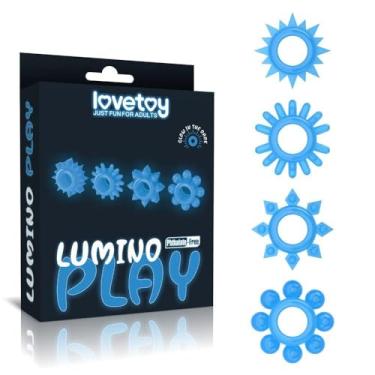 Imagem de Anéis Penianos Luminosos, Azul, Kit com 4 Unidades, 3.6cm de Diâmetro, Lumino Play - Lovetoy