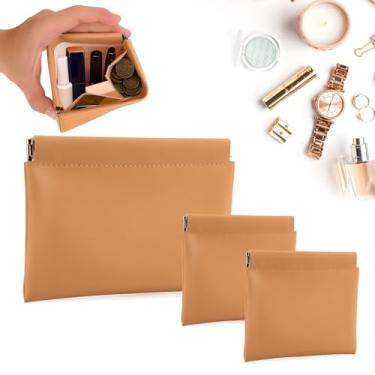 Imagem de BUSOHA Bolsa de maquiagem pequena para bolsa, mini bolsas de cosméticos portáteis para mulheres, porta-moedas, batom, acessórios cosméticos, bolsa de armazenamento de kit de viagem pequena, Marrom - 3
