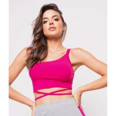 Imagem de Cropped Ombro Único Com Tiras Malha Canelada Salvatore Fashion-Feminino