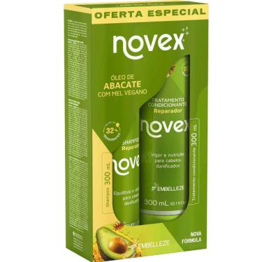 Imagem de Kit Shampoo e Condicionador Nutrição 2x300ml Novex Óleo de Abacate com Mel para cabelos ressecados