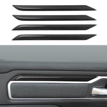 Imagem de BRMYL Decalques de acabamento de painel de porta de carro para Dodge Ram 1500 2019 2021 2022 2023 2024 2025 acessórios adesivos de fibra de carbono