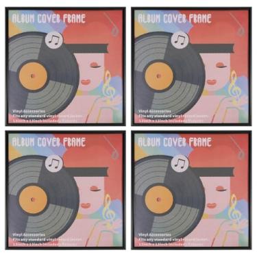 Imagem de ZFLYCANP Moldura de disco de vinil, moldura de exibição de álbum LP com papel de exibição aleatória, feita de PVC com capa acrílica, exibe LP de 30 cm por pendurar para decoração de bar de escritório