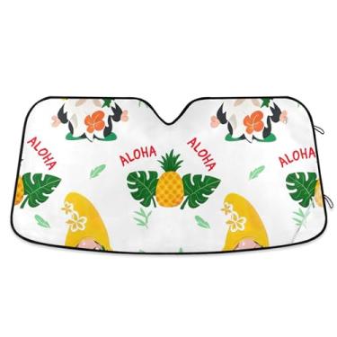Imagem de Gnomos de Natal Tropicais Personalizados Para-brisas Carro Toldo Engraçado Dobrável para Janelas Frontais Floral Retrátil M, 139,7 cm x 70,1 cm
